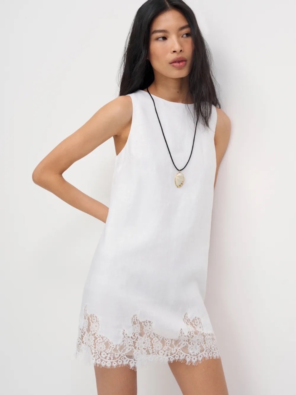 Reformation Jessalyn linen dress white New w tag  lace trim graduation
